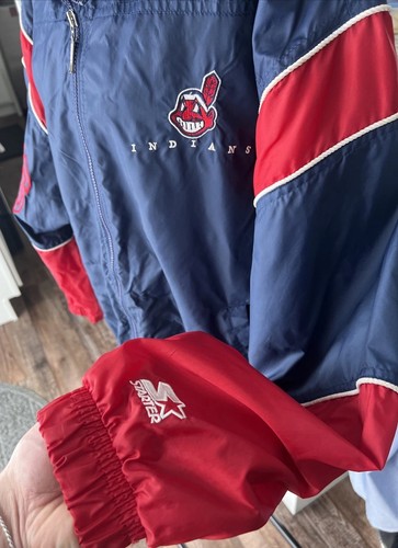 Vintage Cleveland Indians Guardians Baseball STARTER Windbreaker Jacket XL 90s - Picture 5 of 13