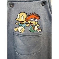 Nickelodeon Nick 90s Rugrats Baby Overalls 6-9 Months Blue Fleece
