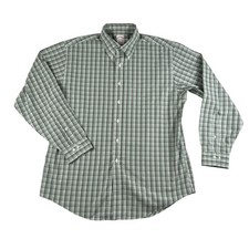 Brooks Brothers Shirt Mens Large Green Plaid Non Iron Supima Cotton Button Down