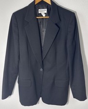 Vintage Pendleton 100 Wool Blazer Jacket 1990s Black Women's Size 8 USA