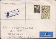 NIGERIA 1964 Registered airmail cover APAPA to New Zealand.................D7161
