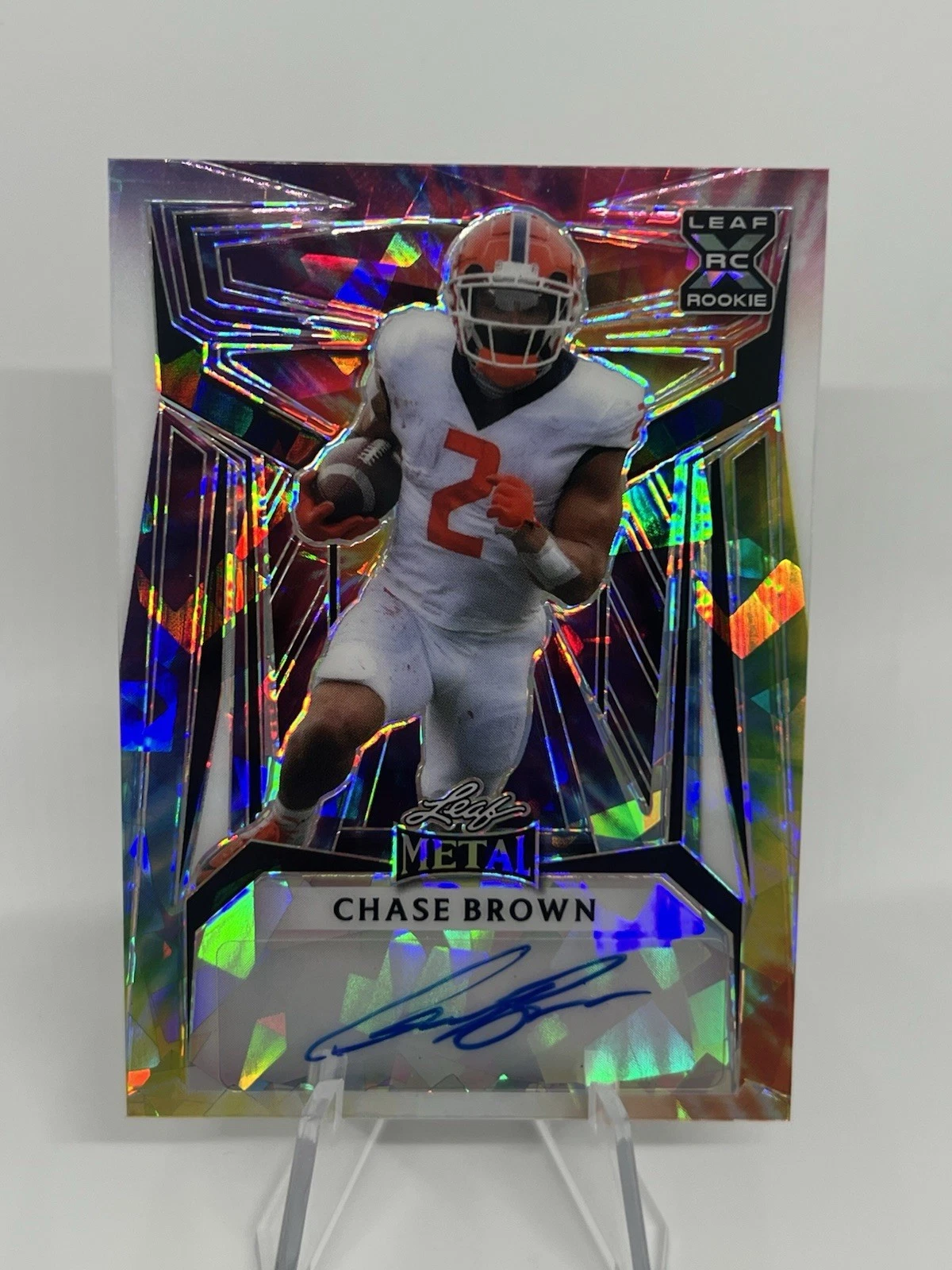 Chase Brown Leaf Metal Autographs #BACB1 Black & Yellow Wave