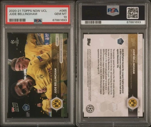 Jude Bellingham & Erling Haaland 2020 Topps Now #065 65 Rookie Card RC PSA 10