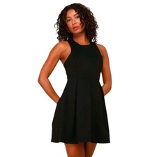 Lulus Cutout And About Black Sleeveless Skater Mini Dress Size Small LBD