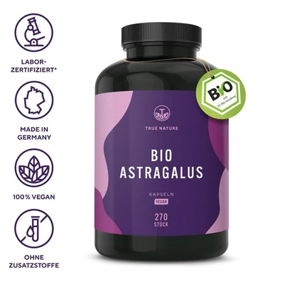 Bio Astragalus - 270 Kapseln - Tragantwurzel - Vegan & Made in DE - TRUE NATURE®