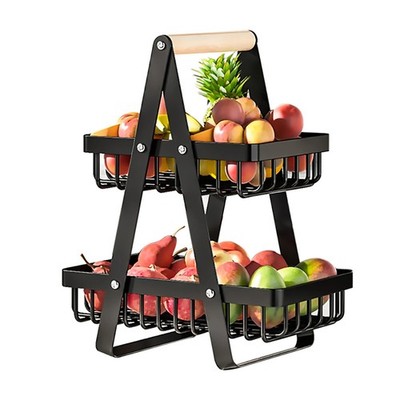 2 Ebenen Obstkorb Schüssel Halter Abnehmbar Brot Gemüse Snack Aufbewahrung Regal