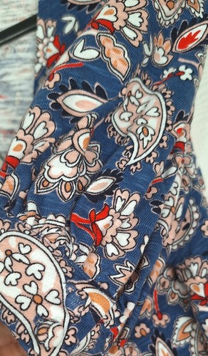 Boden Floral Paisley Print Blue V-Neck Jersey Mini / Knee Summer Dress, UK 10 R - Picture 5 of 7