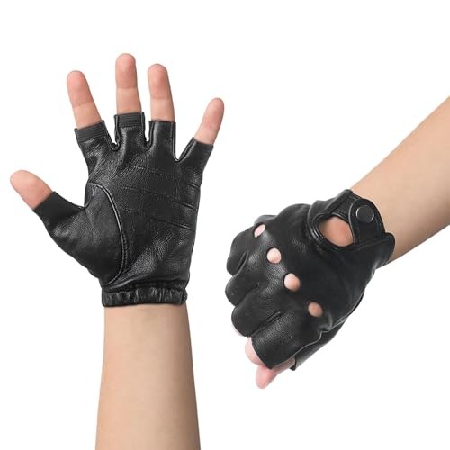 Kids Leather Fingerless Gloves for Cycling Cosplay Costume Dancing