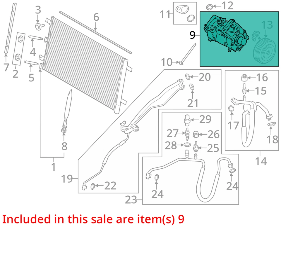 AC Compressor Without Hot Climate Package Fits 15-16 FORD F150 PICKUP 866933 - Image 2 of 4
