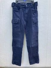 DULUTH Mens Work Pants • Black Flex Fire Hose Cargo Canvas Utility - 34x36