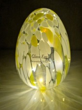  LED Glas Ei mit Timer, Osterei,  Gelb/Weiß, Neu
