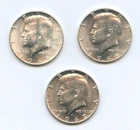 Lot of 3 - Kennedy Half Dollar 40 % Silver 1965 & 1969, Free Shipping
