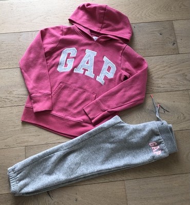GAP Jogginghose, Sweatshirt Pullover Gr. 128 134 Grau/Pink, Baumwolle Gr. 8