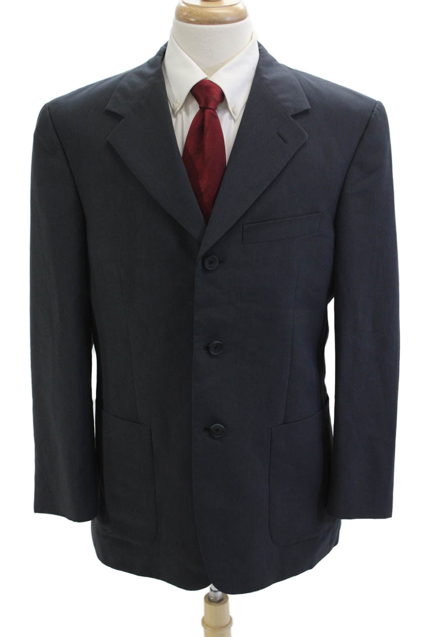Gigli Mens Dark Blue Solid Collared Button Suit J… - image 1