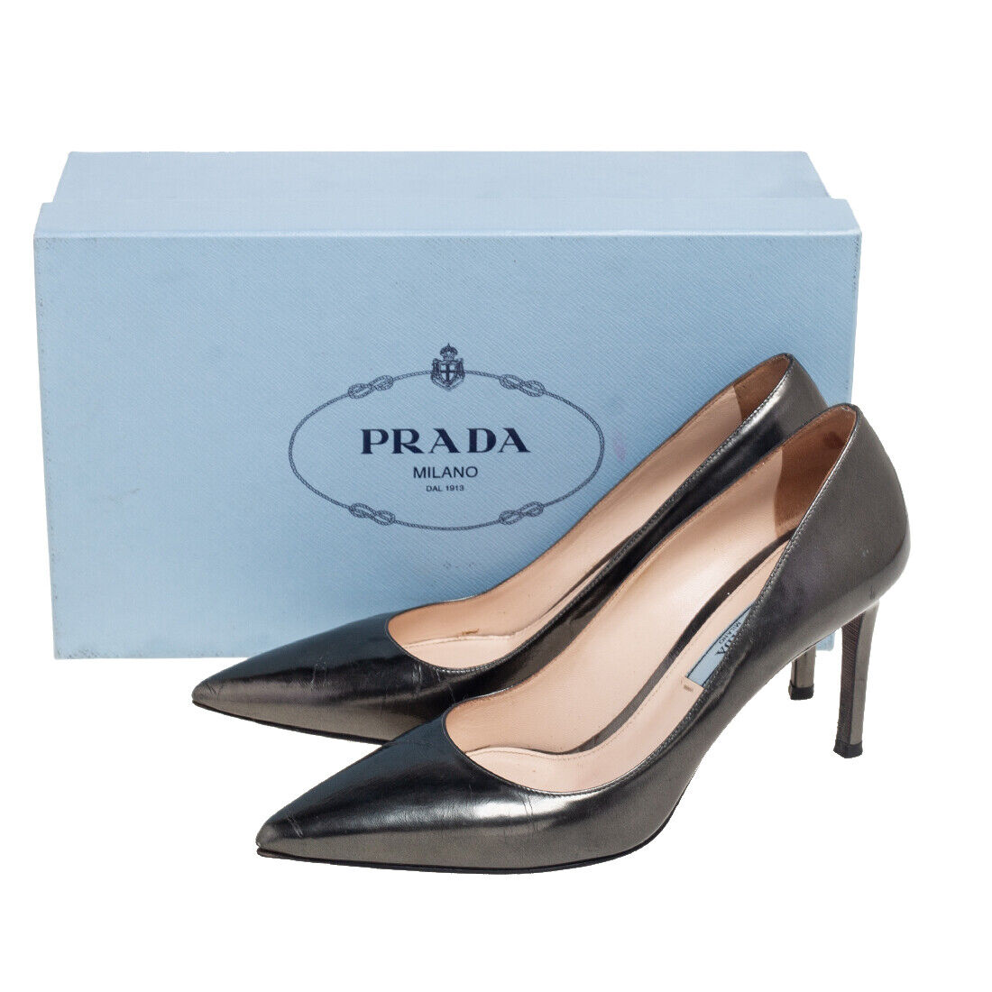 Prada Metallic Grey Leather Pointed Toe Pumps Size 36.5 | eBay Prada Metallic Grey Leather Pointed Toe Pumps Size 36.5 | eBay