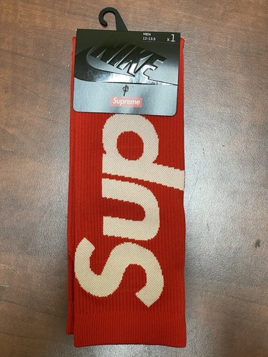 NEW Supreme x Nike Lightweight Crew Socks Red Men’s Size 5 12-13.5 CU9069-657