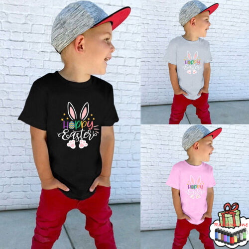 Tee Short Toddler Tops Letter 1-7 Girls Baby Kids Shirts Happy Boys Easter