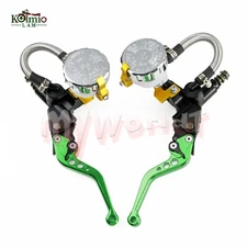 7/8'' Motorcycle Clutch Brake Levers Pump Master Cylinder Reservoir Set Green