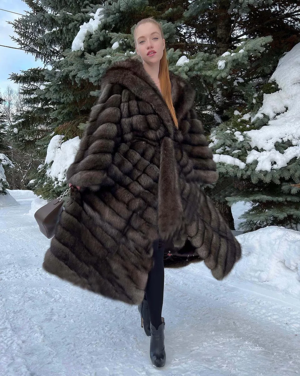 2021 new style real fur coat 100% natural fur jacket female winter warm  leather fox