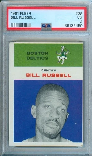 1961 Fleer NBA Basketball Card BILL RUSSELL #38 Boston Celtics PSA 3