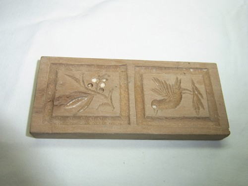 Vintage Wooden German SPRINGERLE COOKIE MOLD Bird Flower #S - Picture 2 of 3