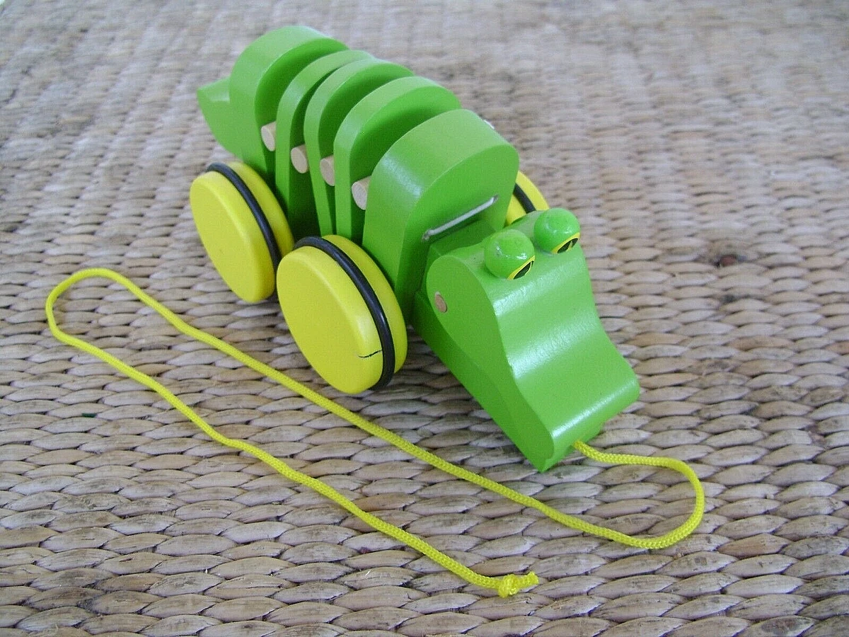 souris en bois jouet animé à trainer et à rouler enfant 1 an Greenkid