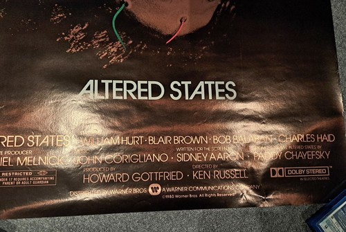ALTERED STATES - 1980 - Orig. RARE Rolled GOLD-FOIL Advance U.S. 1-Sheet Poster - Picture 10 of 18