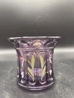 Vintage Fenton Purple Hand Painted Signed Votive Candle/Toothpick Holder