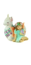 Llama with Sitting Fairy, Fairy Holding a Bird, Spring Garden Fairy