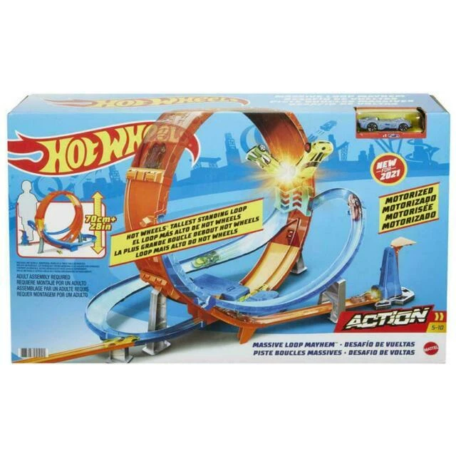 Hot Wheels Massive Loop Mayhem Track Set with Huge 28 Inch Wide