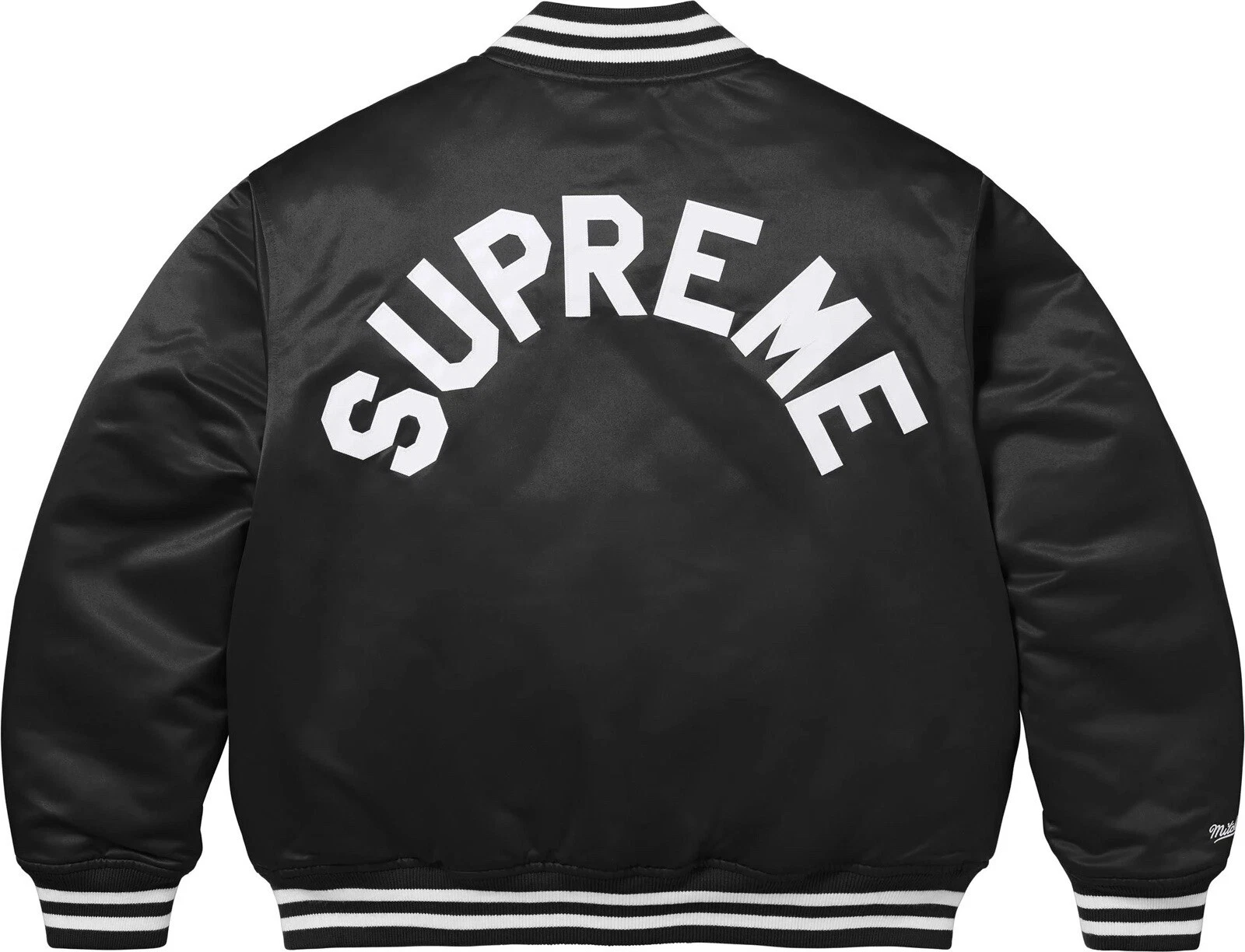Veste universitaire en satin Supreme Mitchell & Ness   Noir   Taille S