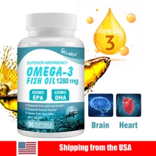 Omega 3 Fish Oil Capsules 1280mg 3x Strength Epa & Dha, Highest Potency