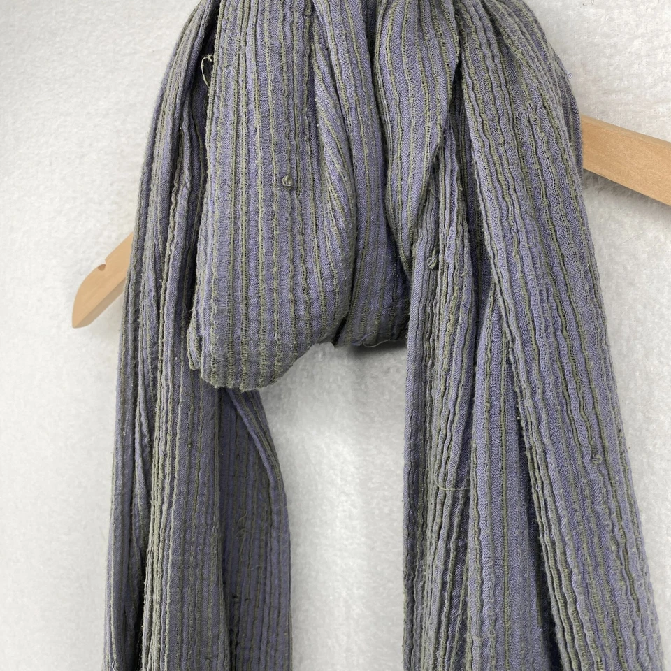 Bufanda EILEEN FISHER OS Acanalada Rayas Algodón Gasa Flecos Púrpura 33" x 66" Foto 3 de 4