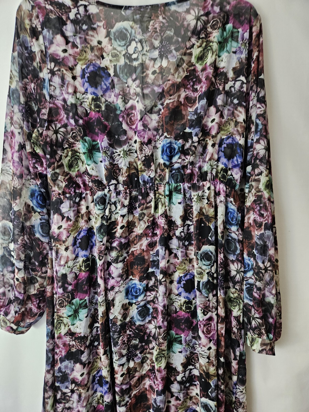 Jessica Simpson Maternity Lg. Women's Maxi Dress Floral Semi Sheer Long Sleeve eBay