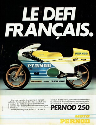 Advertising 079 1981 the motorcycle Pernod 250 ridden Thierry Espié Nolan