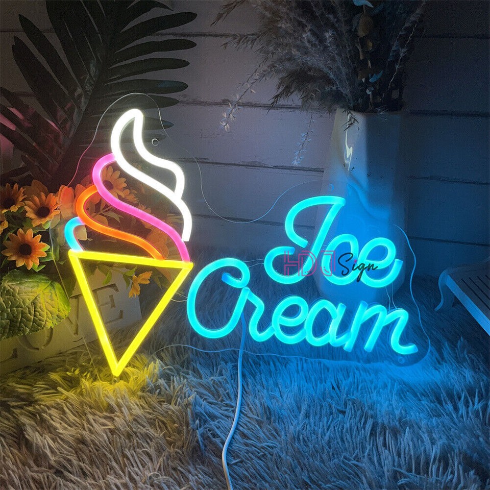 USB LED Neon Lights Ice Cream Kawaii Room Decor Wall Art Decor Night