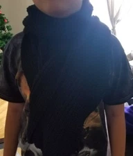 hand-knitted long scarf with cashmere yarn（black）