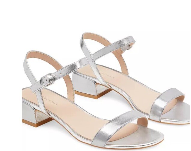 サンダル・ミュール STUART WEITZMAN Women Sandals SJ991LSP SLV SILVER Stuart Weitzman Silver Dancer 35 Block Sandal Size 11.5 MSRP
