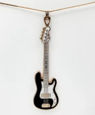 Fender Bass Necklace, Black with White Pickguard, Harmony Jewelry