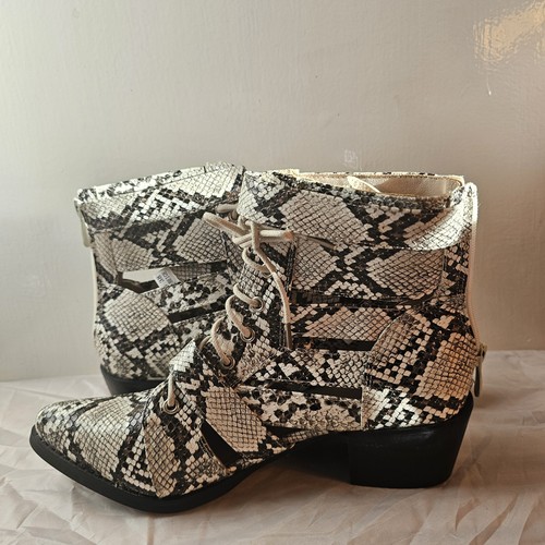 Women's Snake Beige Ankle Boots UK Size 5 eBay