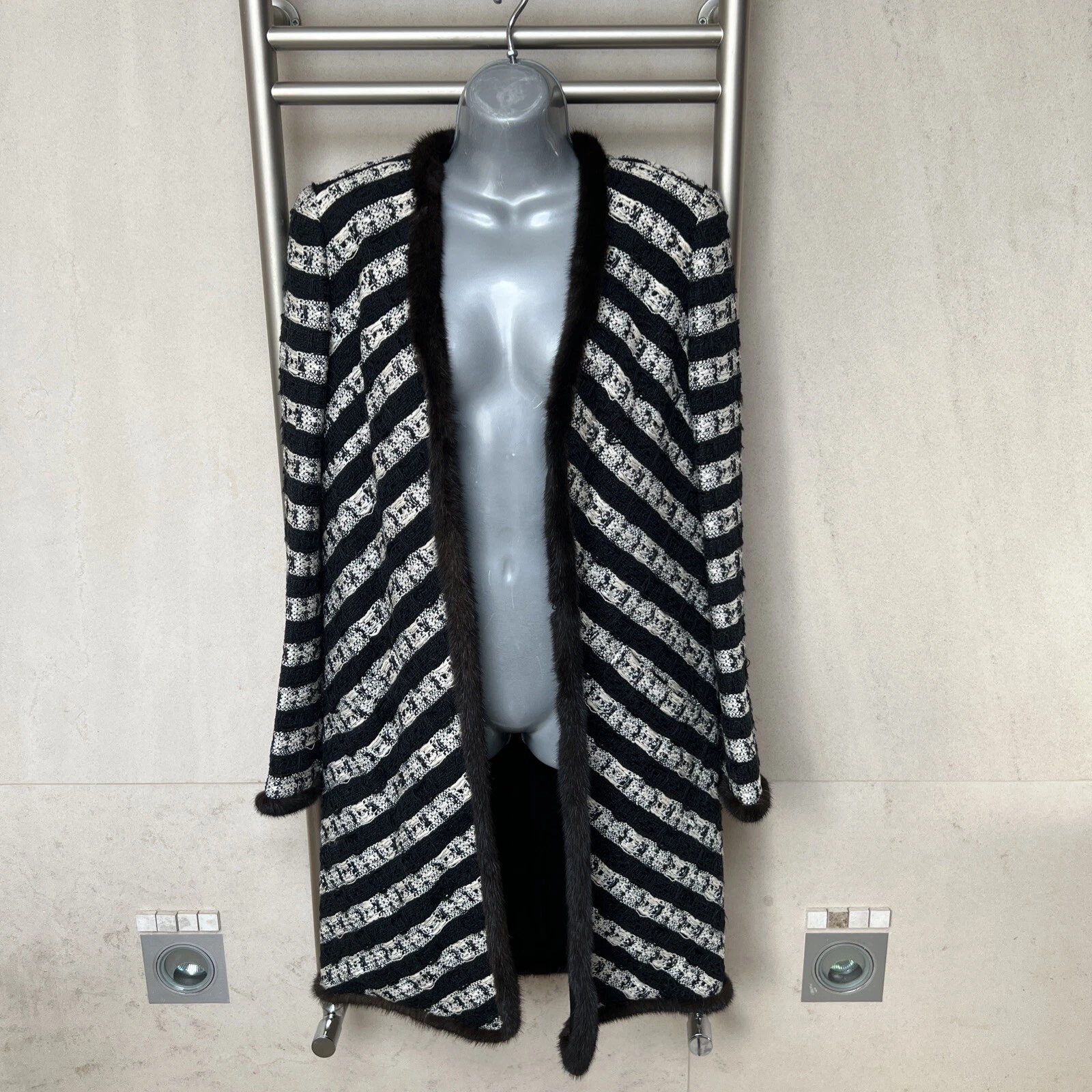 Cappotto Chanel Designer Mink Accent taglia uk 8 10 S ottime condizioni