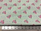 DAISY KINGDOM #4411 BALLET ROSE BOUQUETS MINT GREEN W/ PINK ROSES -2/3 YARD