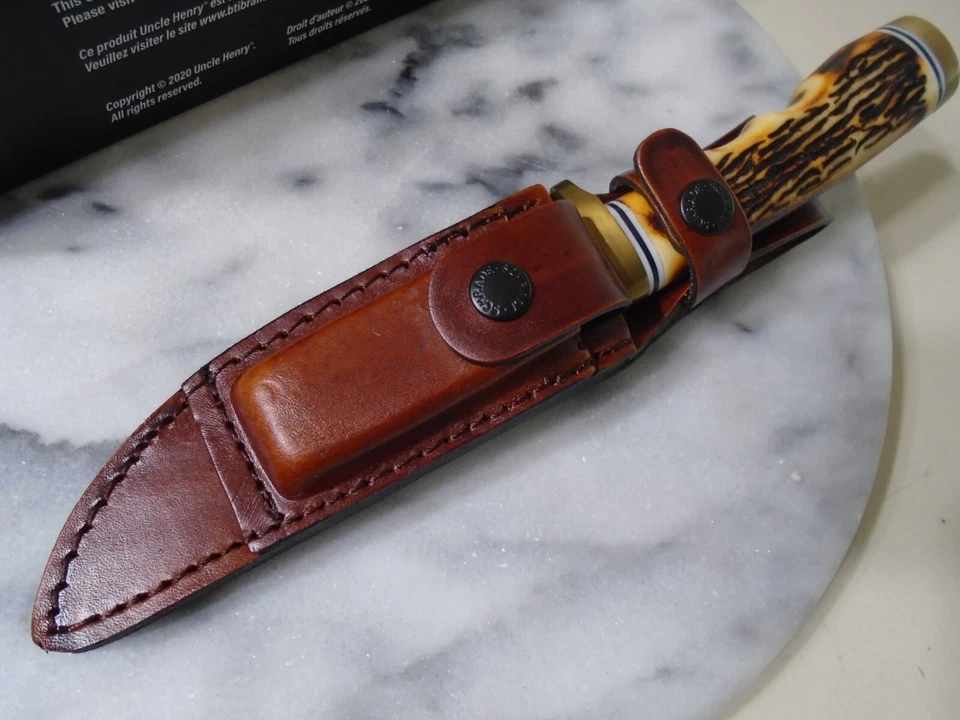 Cuchillo de hoja fija Tío Henry Golden Spike Full Tang 7Cr17MoV Staglon 153UH Nuevo Foto 3 de 4