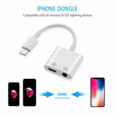 2 IN 1 Headphone Adapter Jack 8 Pin Data to 3.5mm AUX Cord Splitter for iPhone X