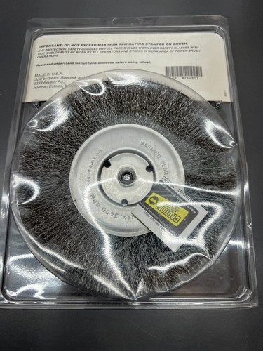 RARE NOS CRAFTSMAN INDUSTRIAL 8" COARSE WIRE WHEEL BRUSH 1/2-5/8 ARBOR - USA! - Picture 2 of 4