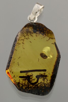 Genuine BALTIC AMBER Carved Zodiac Sign LIBRA Silver Pendant 3.1g ...