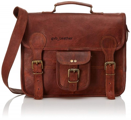 Handmade Men's Real Leather Vintage Laptop Messenger Bag / Satchel - Brown
