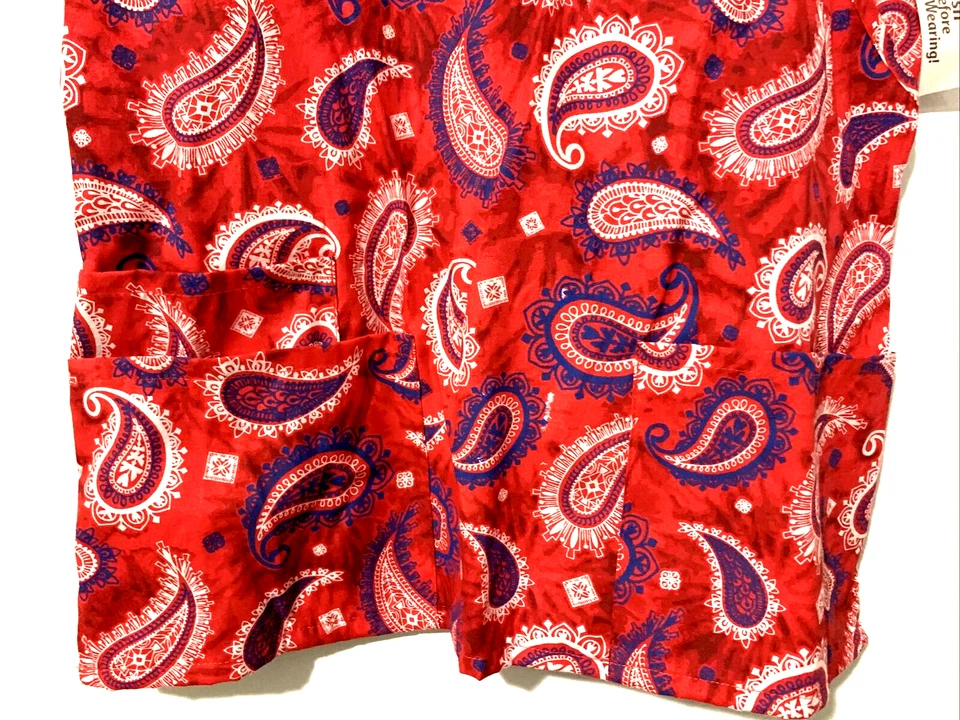 NUEVO UNIFORME EXFOLIANTE TOP MEDIANO SB EXFOLIANTES Rojo, Blanco, Azul Paisley Nuevo con Etiquetas Foto 3 de 4