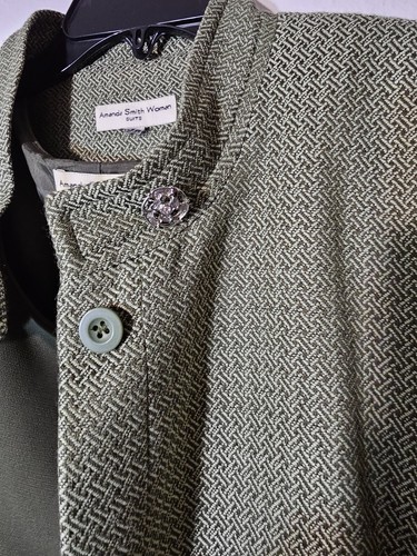 Amanda Smith Mujer 3 Piezas Traje Chaqueta Larga Falda Camiseta sin Mangas Plus 20W Verde - Imagen 4 de 15