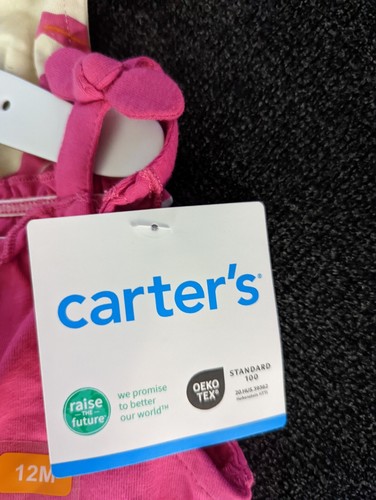Carter's Infant Toddler Girls 2 Piece Short Sleeve Romper Playwear Set 12 Month - Picture 4 of 7